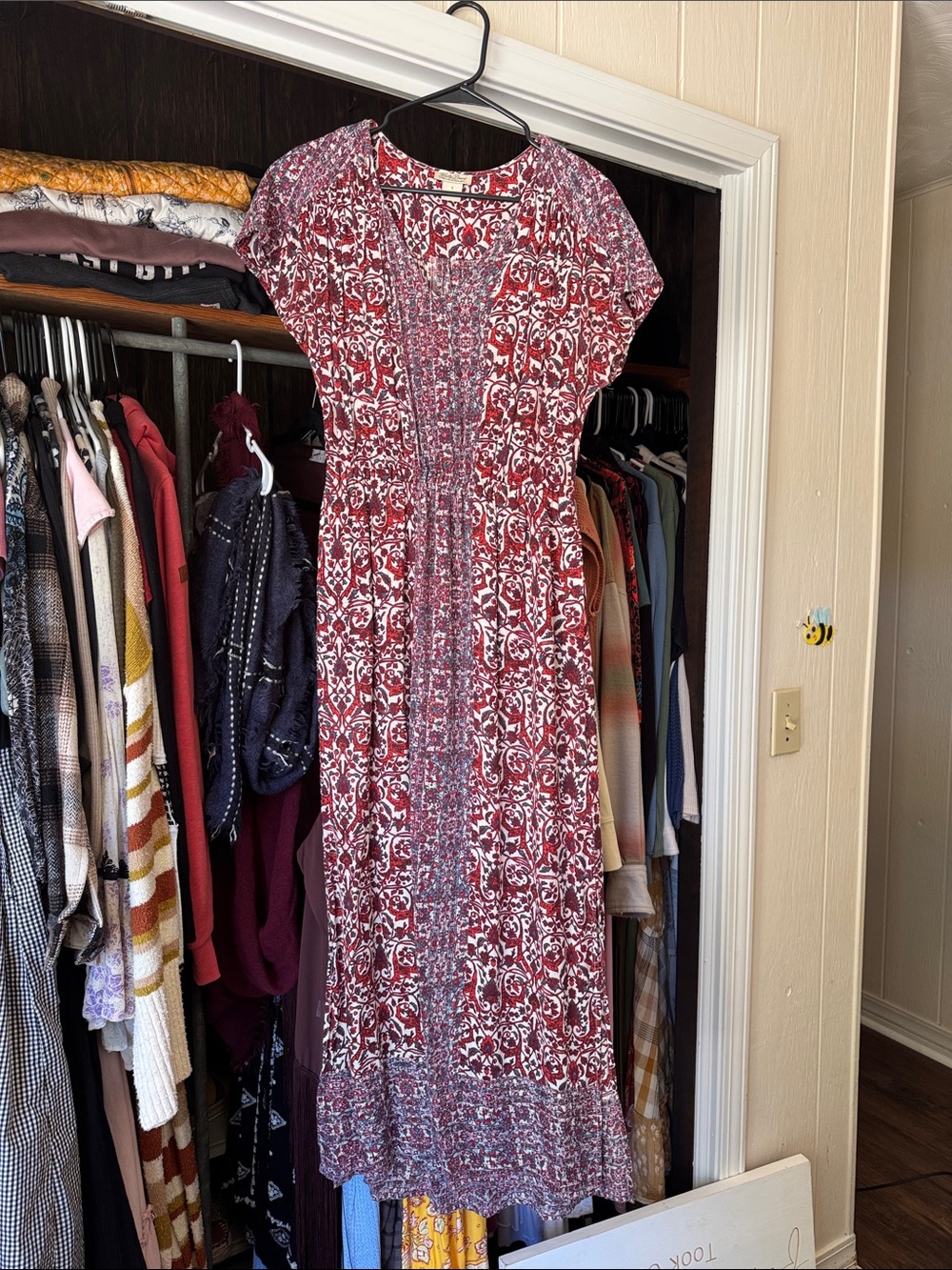 Lucky Brand Boho Red Patterned Maxi Dress